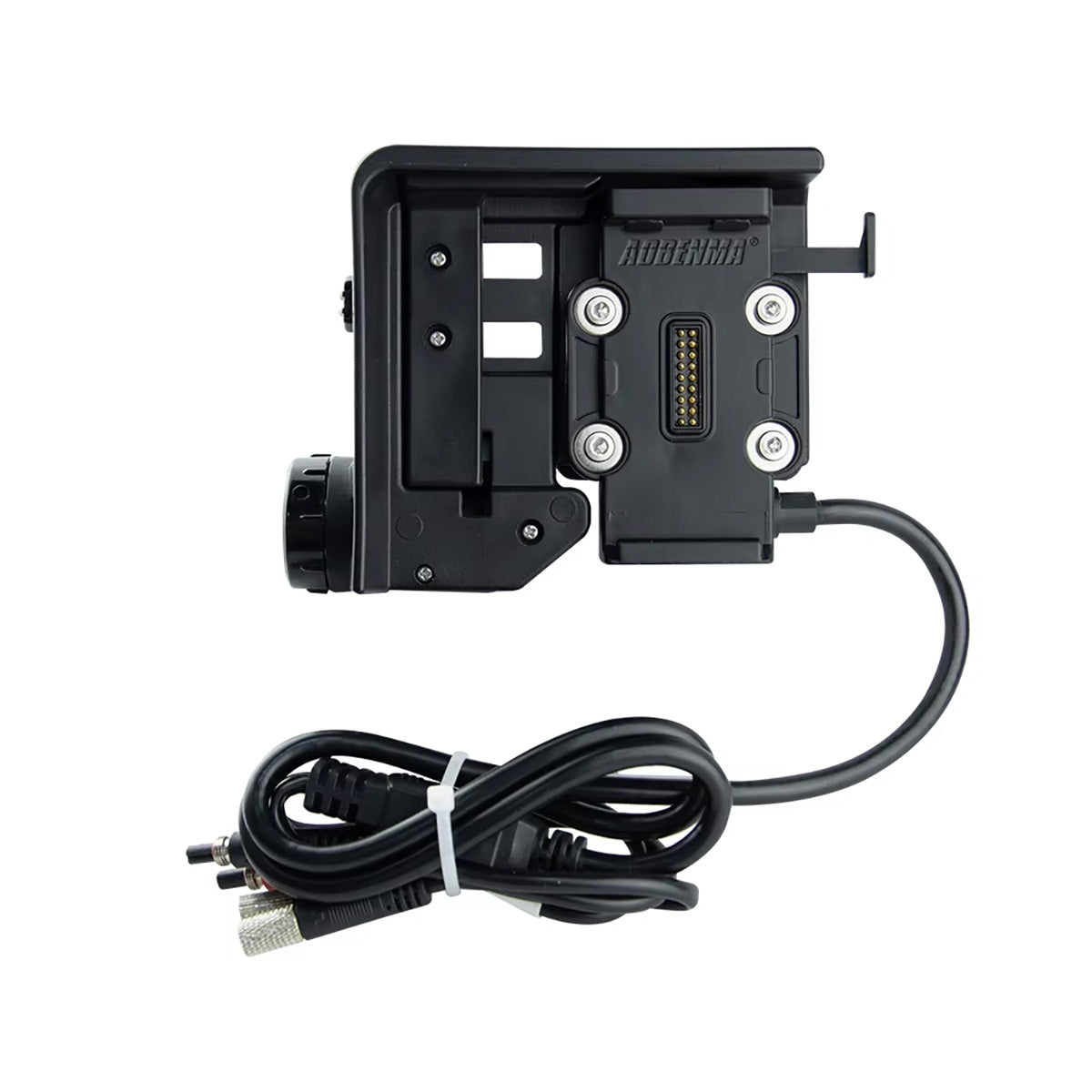 Linkifun BMW motorcycle navigation screen mounting bracket with three-digit anti-theft combination lock, quick-release connector, and integrated power cable