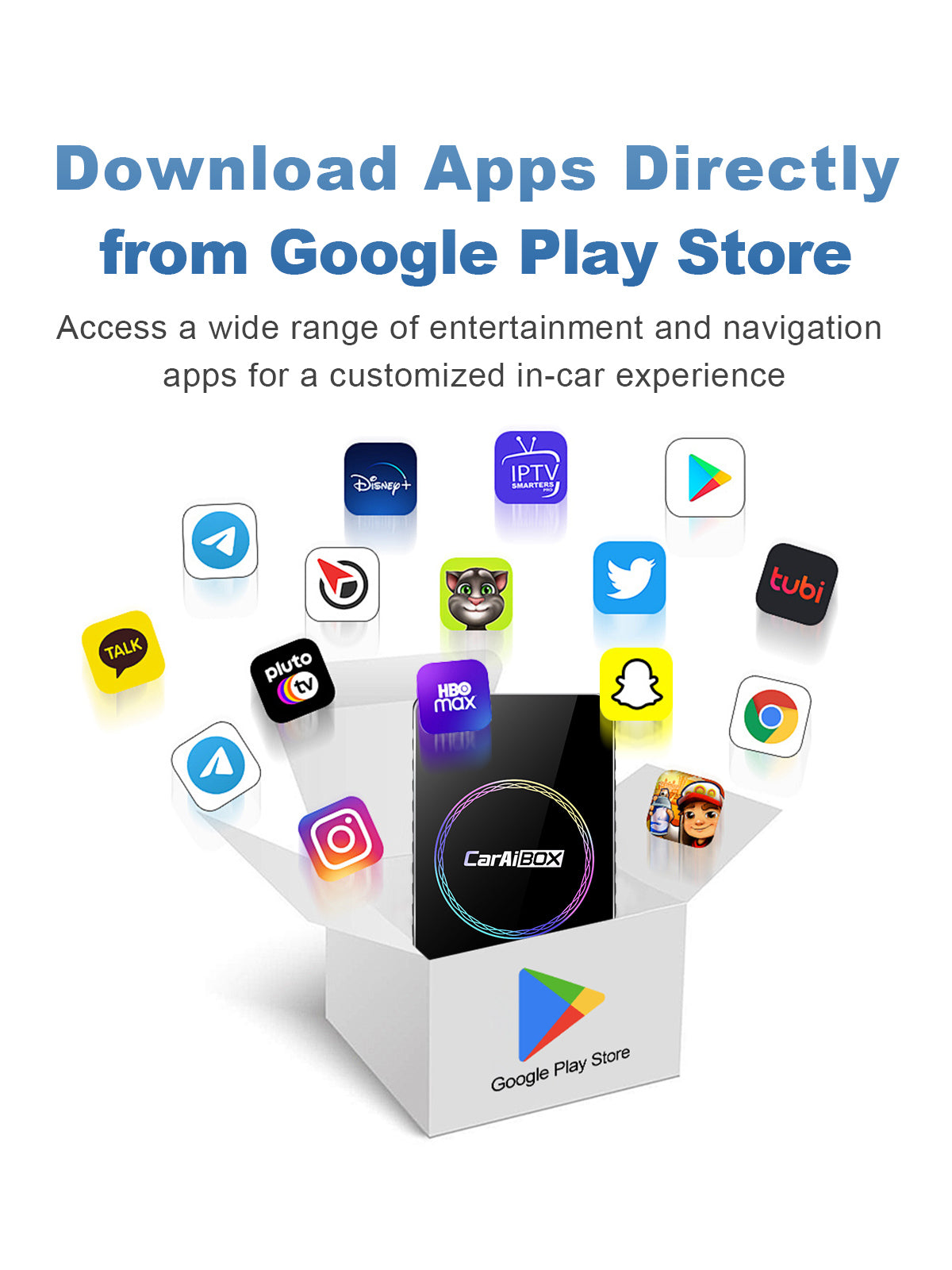 Linkifun C2 RGB Android 13 Smart AI Box Wireless CarPlay and Android Auto Adapter with Google Play Store access for apps like Spotify, YouTube, Netflix, and Google Maps