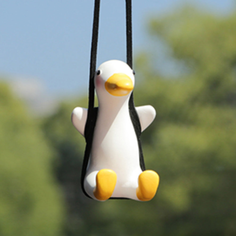 Linkifun™ Cute Swinging Duck 3D Ornaments - Car Mirror Hanging Accessories for Fun Interior Rearview Mirror Decoration (Duck)