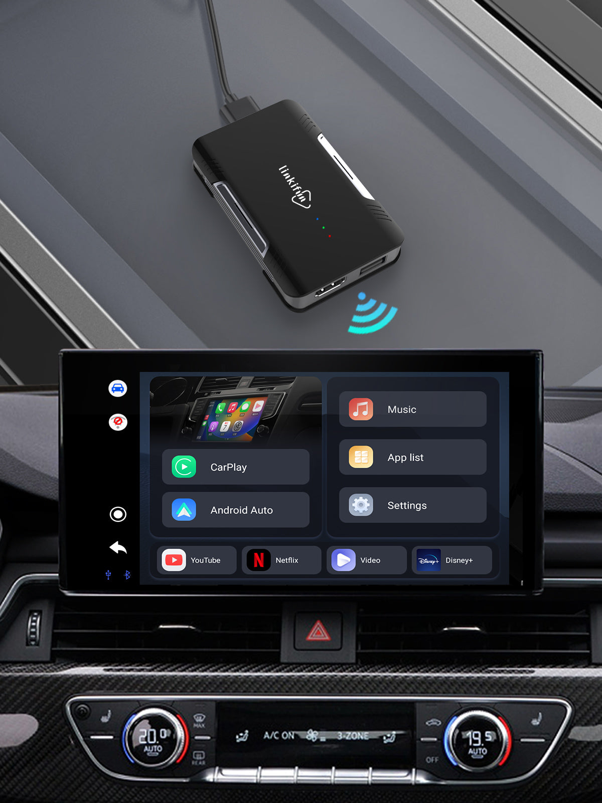 Linkifun™ GT2 Wireless Carplay/ Android Auto Video Box
