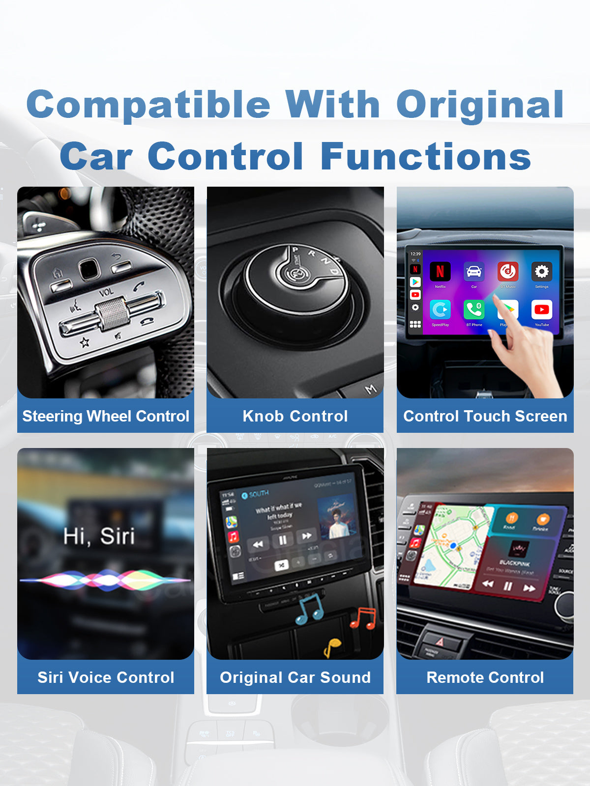 Linkifun GT5 RGB Android 11 Smart AI Box Wireless CarPlay and Android Auto Adapter with smooth integration for wired CarPlay apps and original car controls including buttons and voice commands