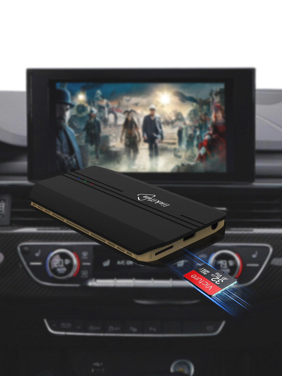 Linkifun GT6 Android 13 Smart AI Box Wireless CarPlay and Android Auto Adapter with micro SD TF card slot for expanded storage of movies, music, and offline entertainment