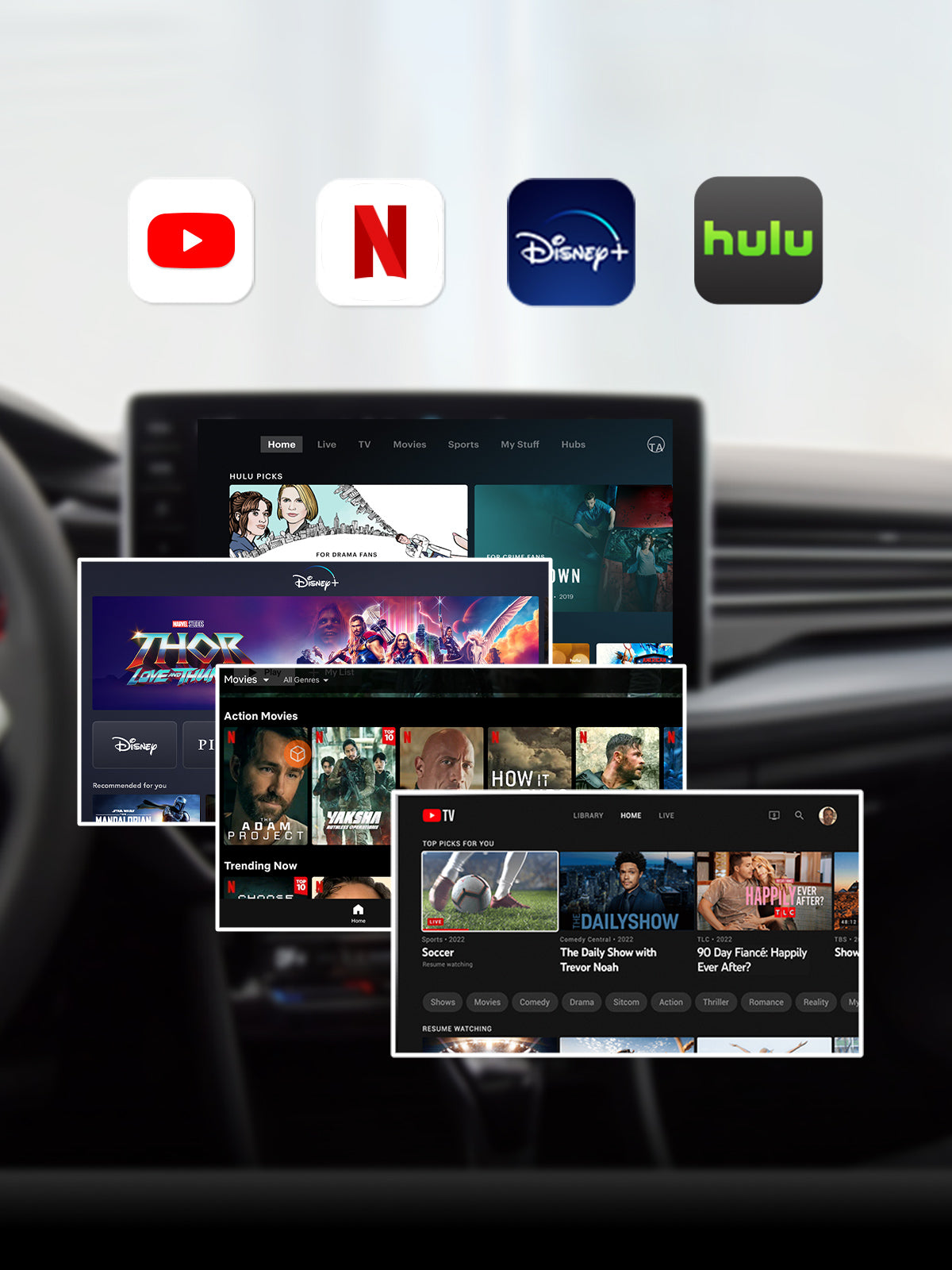 Linkifun GT6 Android 13 Smart AI Box Wireless CarPlay and Android Auto Adapter with pre-installed streaming apps YouTube, Netflix, Hulu, Disney+ and Google Play Store support for more