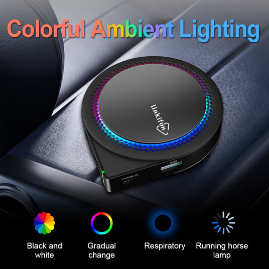 Linkifun GT6 Pro displaying various ambient lighting options, including black and white, gradual change, respiratory, and running horse lamp modes