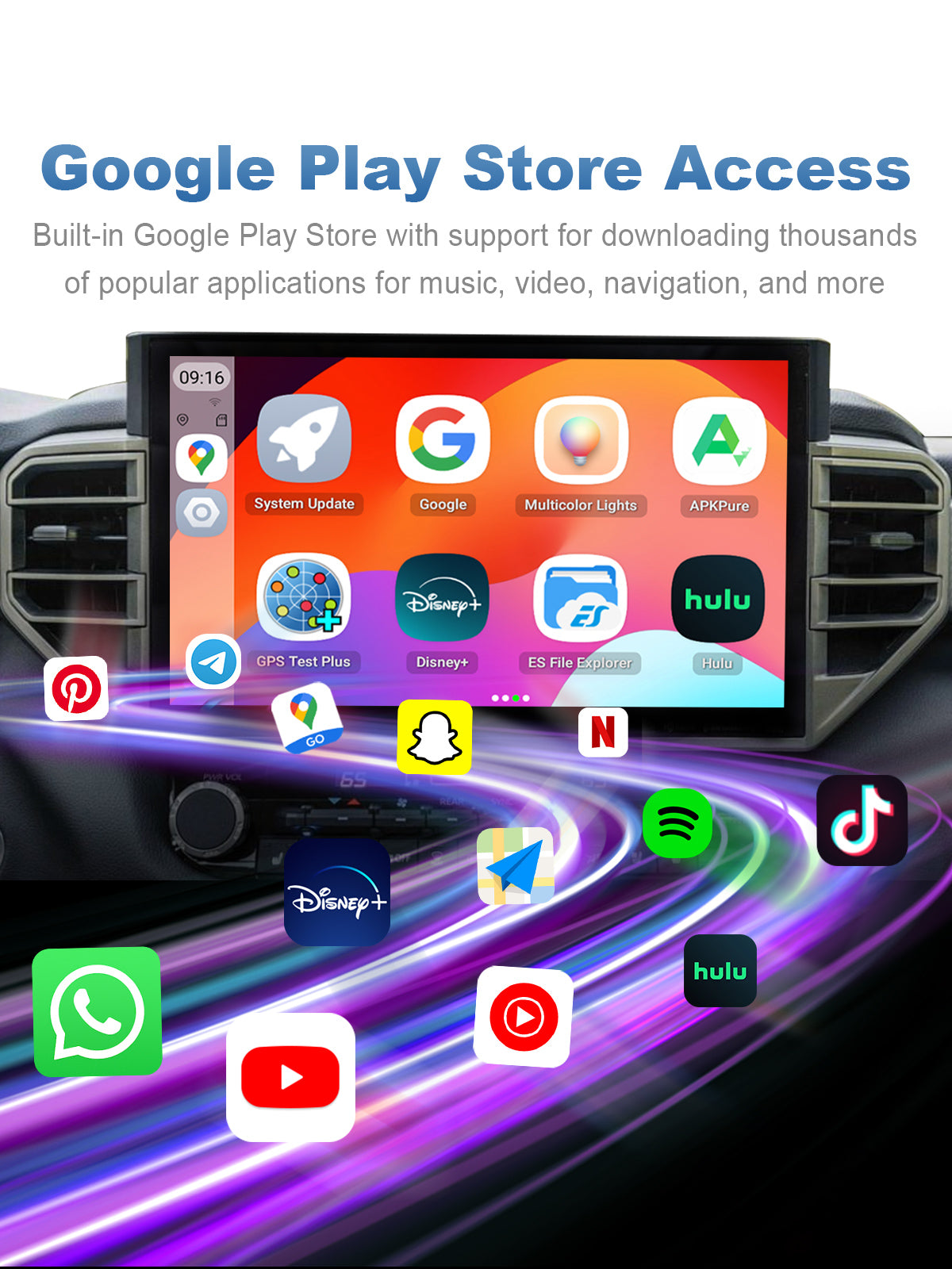 Linkifun GT7H Android 13 Smart AI Box Wireless CarPlay and Android Auto Adapter with Google Play Store access for apps like Spotify, Netflix, YouTube, Google Maps, and Waze