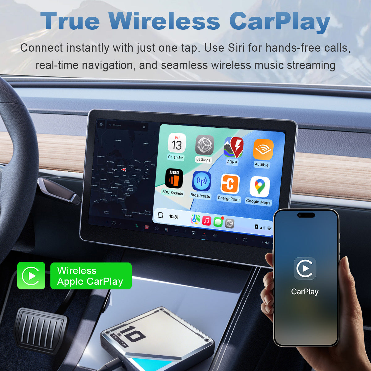 Linkifun™ L10 Android 13 AI Box for Tesla – Wireless CarPlay & Android Auto Support – Google Play, Google Maps, SIM Card & Plug-and-Play