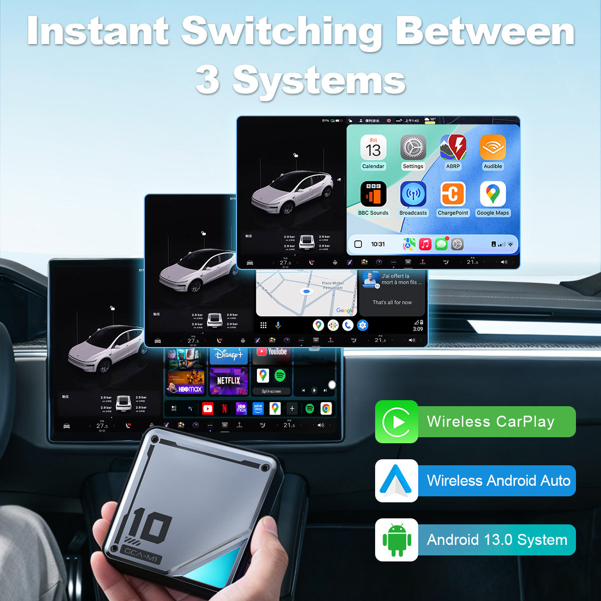 Linkifun™ L8 CarPlay Android 13 AIボックス（BMW用） – ワイヤレスCarPlay & Android Autoサポート – カスタマイズ可能なシステムID6/ID7/ID8/ID8.5/ID9