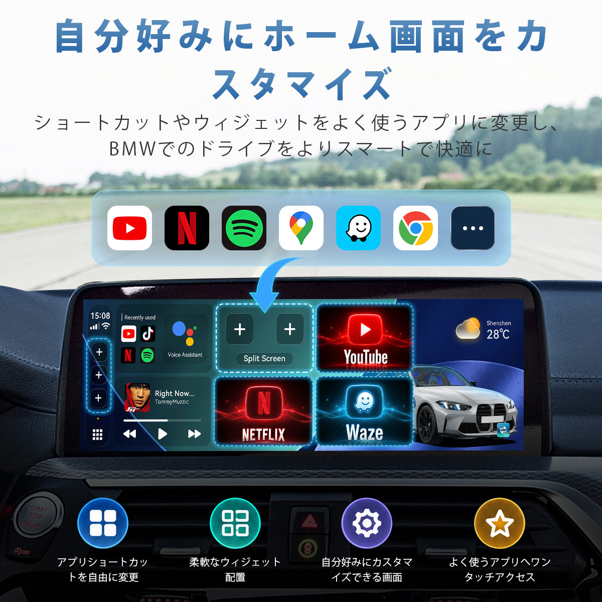 Linkifun™ L11 Max Android 16 boîtier d’IA intelligente｜compatible avec CarPlay sans fil / Android Auto・compatible avec Google Play・GPS intégré・8 Go de RAM + 128 Go de ROM・écran partagé・équipé d’un ventilateur de refroidissement silencieux
