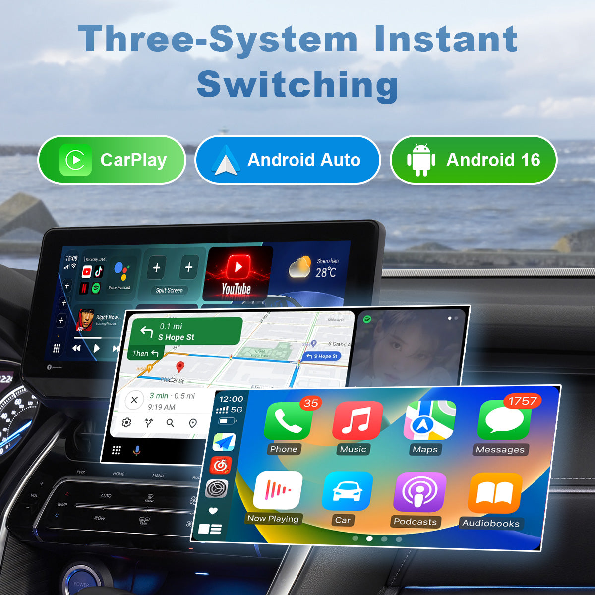 Linkifun™ L11 Max Android 16 Smart AI Box – Wireless CarPlay/Android Auto Adapter with Google Play and Active Cooling Fan