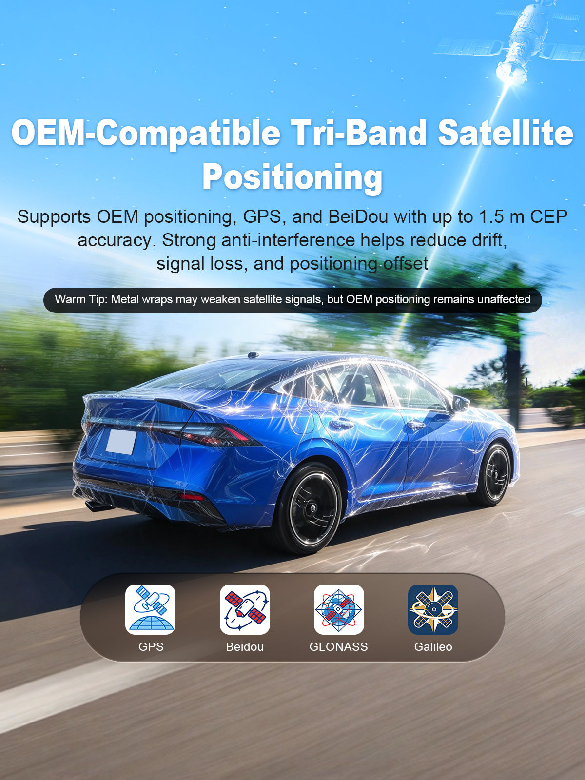 Linkifun L11 Max Car AI Box with built-in GPS and multi-system satellite positioning supporting GPS, BeiDou, GLONASS, Galileo and OEM positioning