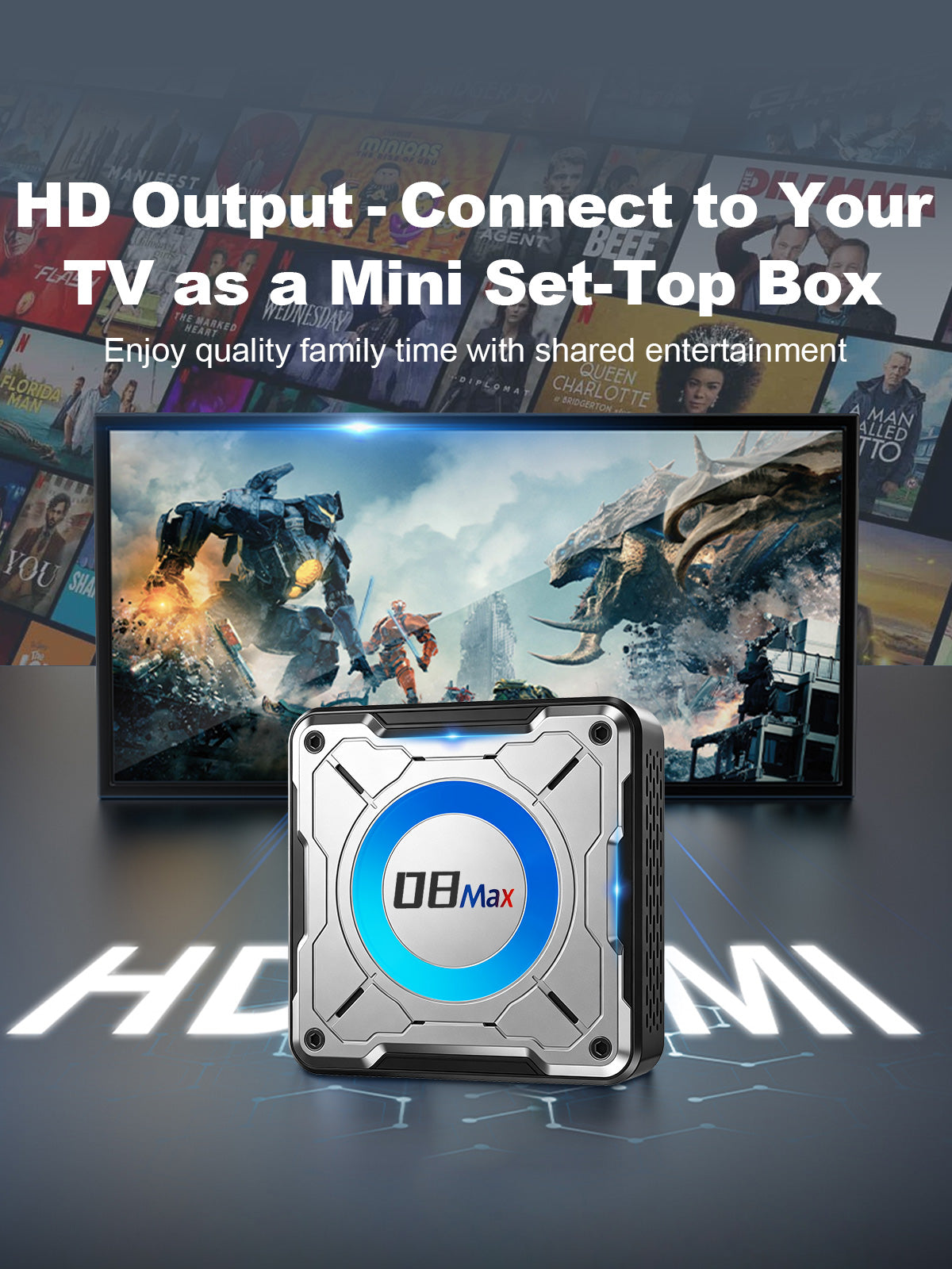 Linkifun L8 Max Android 16 AI Box supporting HDMI output for external screens, multimedia playback and expanded in-car entertainment