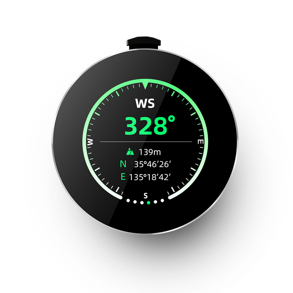 Linkifun M0 motorcycle GPS navigator precise positioning showing latitude longitude and altitude data.