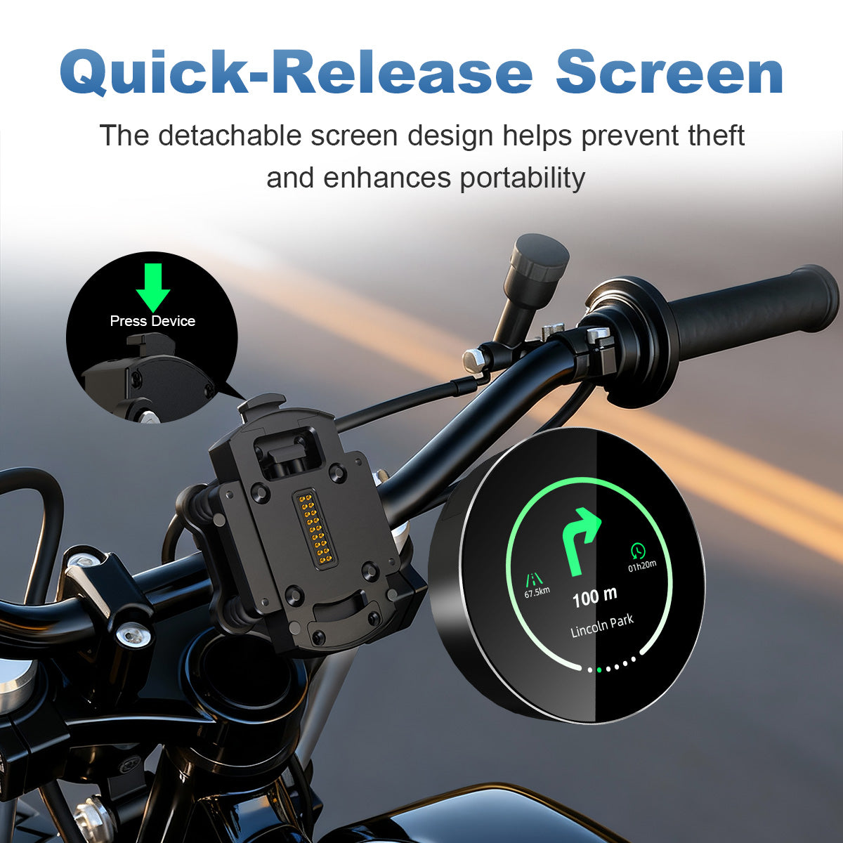 Linkifun™ M0 Motorcycle GPS Navigator – Compact Waterproof Smart Navigation Device with Simplified Display & Glove-Friendly Control (Works with Carbit Ride)
