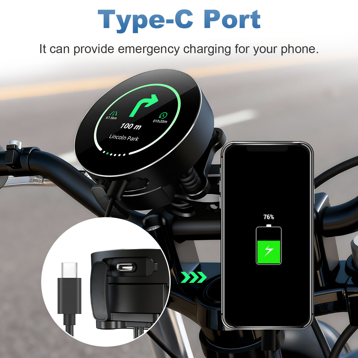 Linkifun™ M0 Motorcycle GPS Navigator – Compact Waterproof Smart Navigation Device with Simplified Display & Glove-Friendly Control (Works with Carbit Ride)