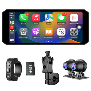 MT7 6.86" Motorcycle Dash Cam – Bluetooth TPMS - Front & Rear Cameras