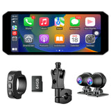 Linkifun™ MT7 Motorcycle Dash Cam with 6.86" Touchscreen, Wireless CarPlay/Android Auto, Front & Rear View, Bluetooth Tire Pressure Monitoring, Portable & Waterproof