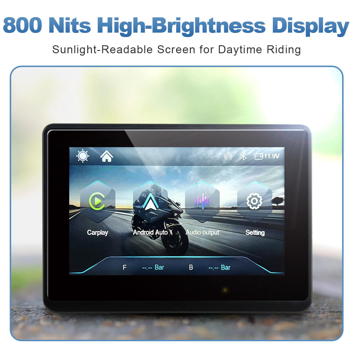 Linkifun™ MT1 5" Motorcycle Navigation Display with Wireless CarPlay & Android Auto, Portrait/Landscape Rotation, 800-Nit IPS, Optional TPMS & IP67