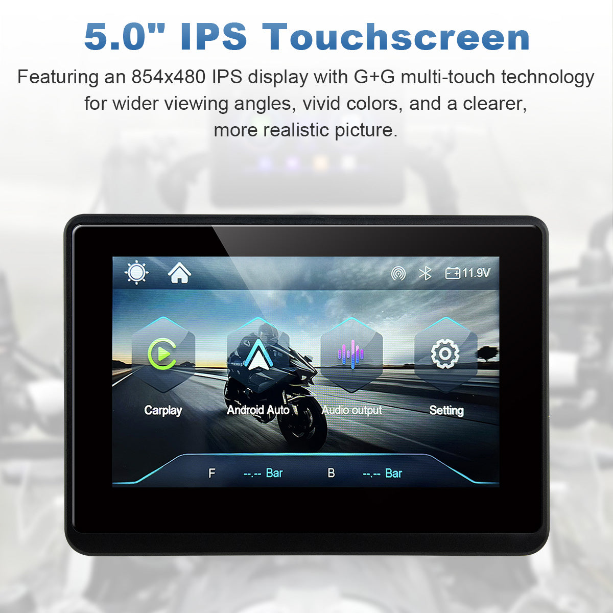 Linkifun™ MT1 5" Motorcycle Navigation Display with Wireless CarPlay & Android Auto, Portrait/Landscape Rotation, 800-Nit IPS, Optional TPMS & IP67