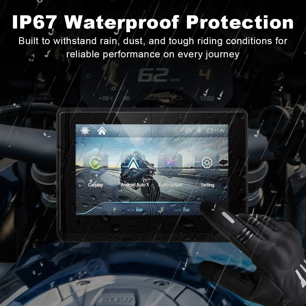 Linkifun™ MT1 5" Motorcycle Navigation Display with Wireless CarPlay & Android Auto, Portrait/Landscape Rotation, 800-Nit IPS, Optional TPMS & IP67