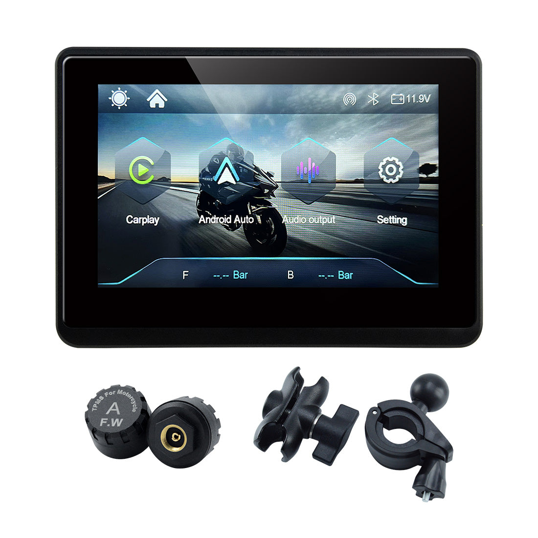 Linkifun™ MT1 5" Motorcycle Navigation Display with Wireless CarPlay & Android Auto, Portrait/Landscape Rotation, 800-Nit IPS, Optional TPMS & IP67