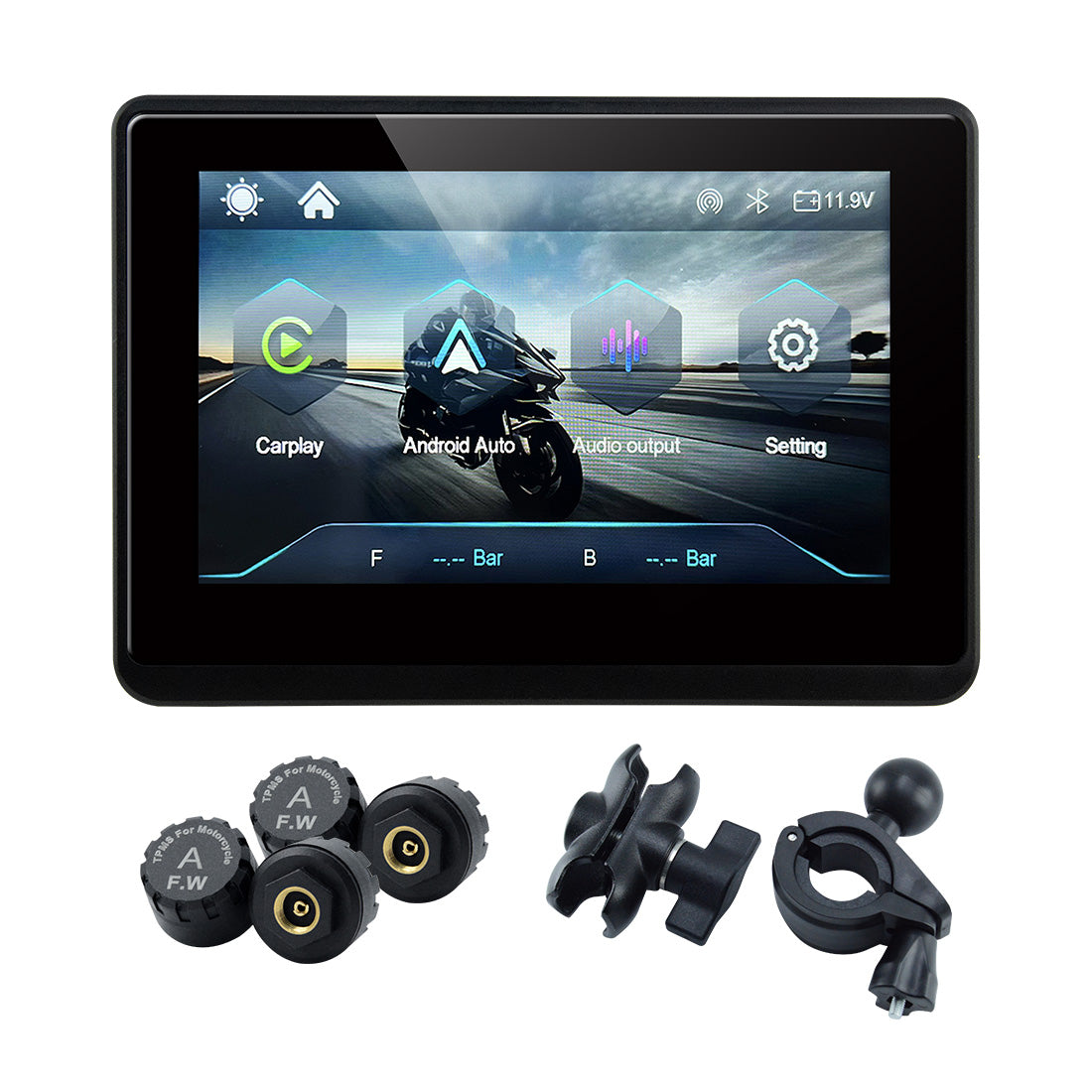 Linkifun™ MT1 5" Motorcycle Navigation Display with Wireless CarPlay & Android Auto, Portrait/Landscape Rotation, 800-Nit IPS, Optional TPMS & IP67