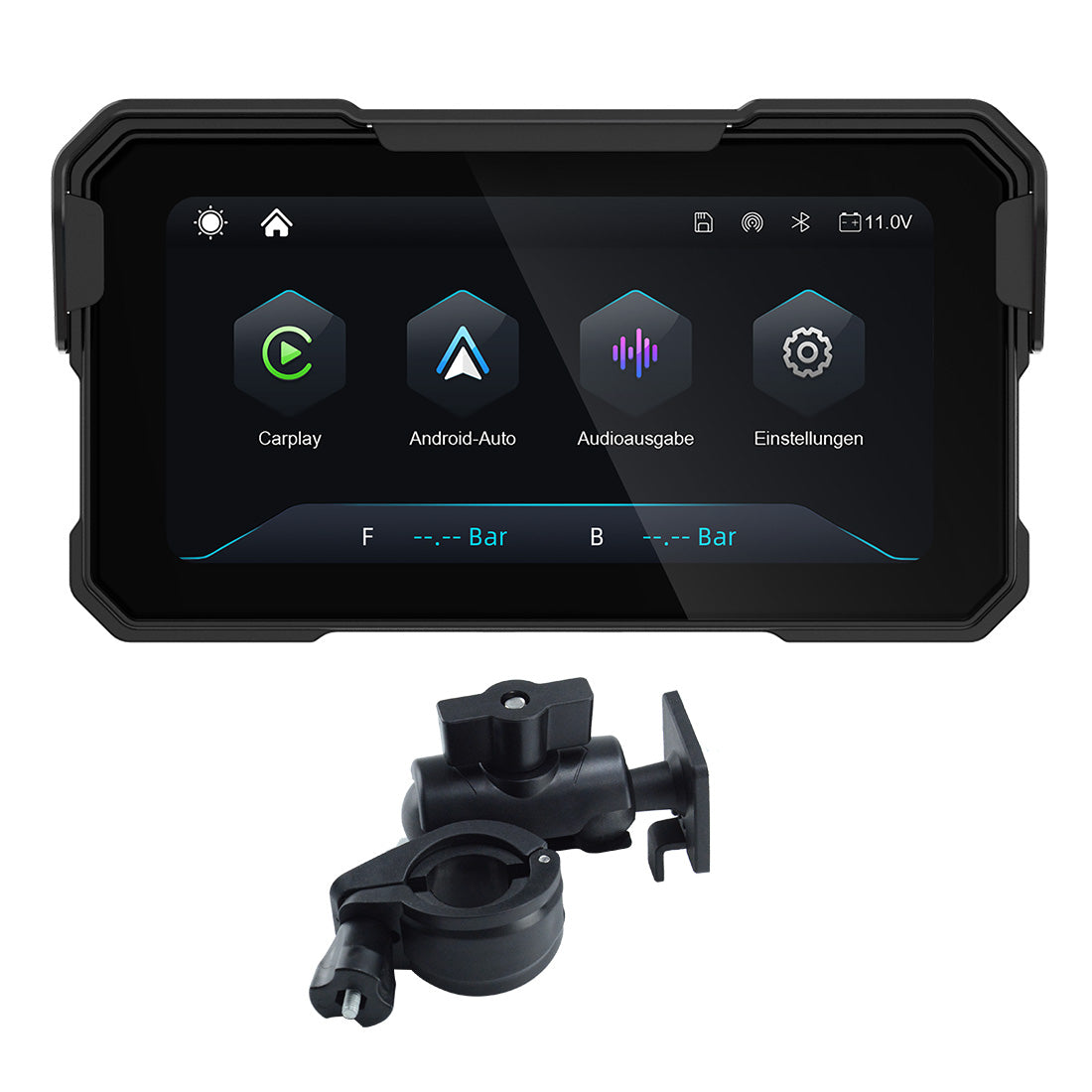 Linkifun™ MT10 6.25" Motorcycle Navigation Screen with Wireless CarPlay & Android Auto, Portrait & Landscape Mode, Single Bluetooth, Optional TPMS, Battery/USB Power