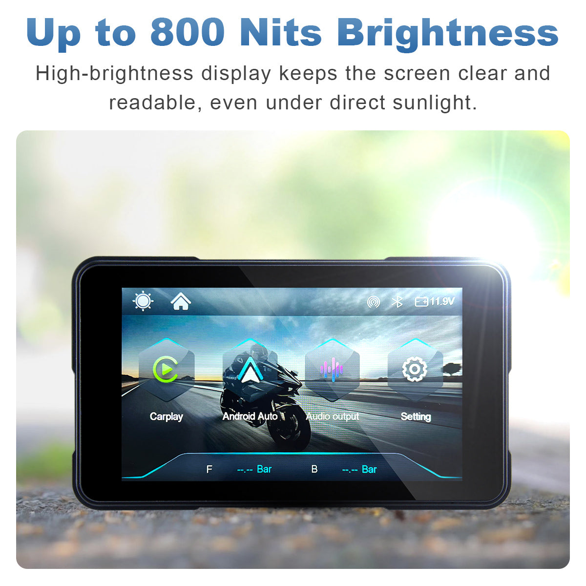 Linkifun™ MT11B 5" Motorcycle Navigation Screen with Wireless CarPlay & Android Auto, Portrait & Landscape Mode, Quick-Release Bracket, Single Bluetooth, Optional TPMS
