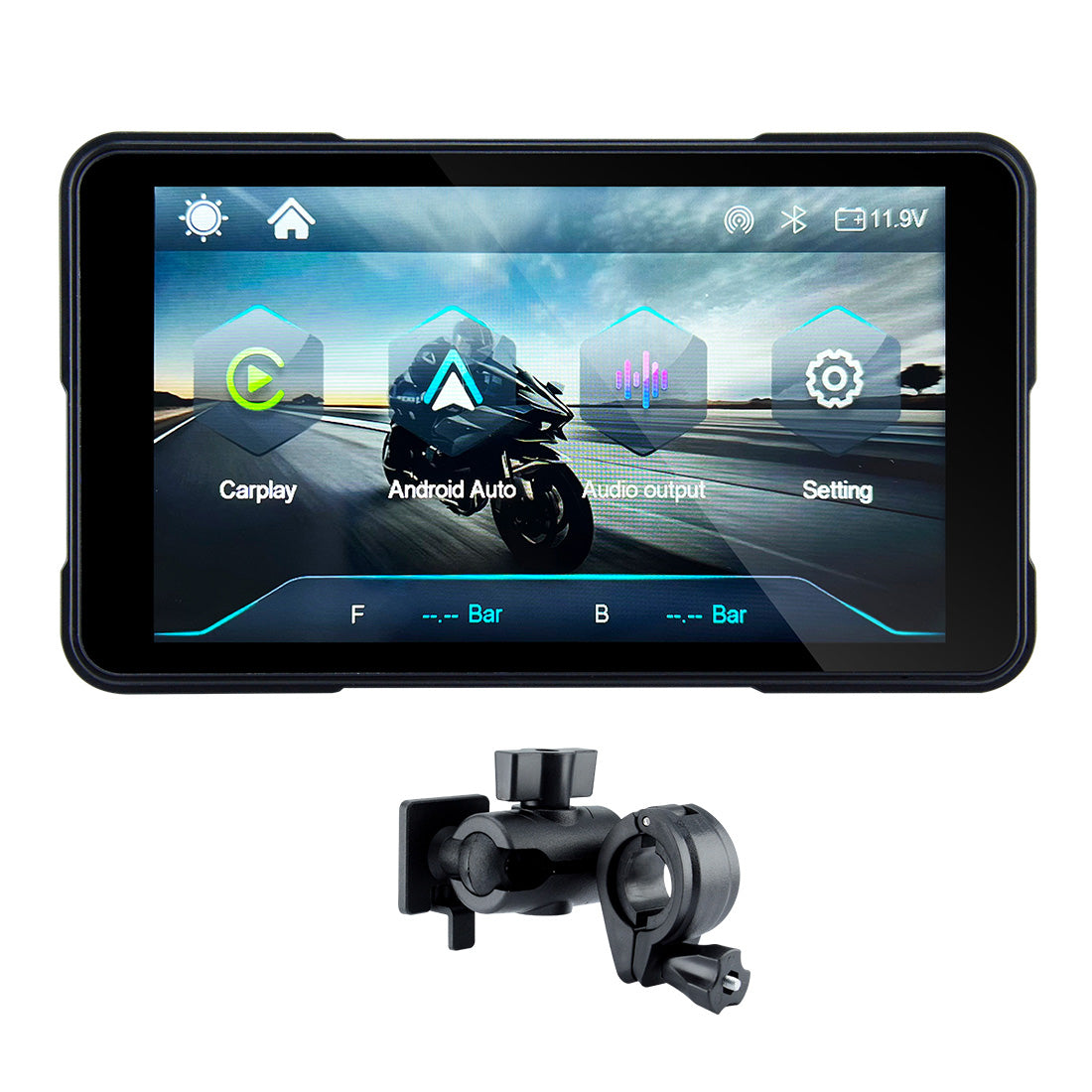 Linkifun™ MT11B 5" Motorcycle Navigation Screen with Wireless CarPlay & Android Auto, Portrait & Landscape Mode, Quick-Release Bracket, Single Bluetooth, Optional TPMS