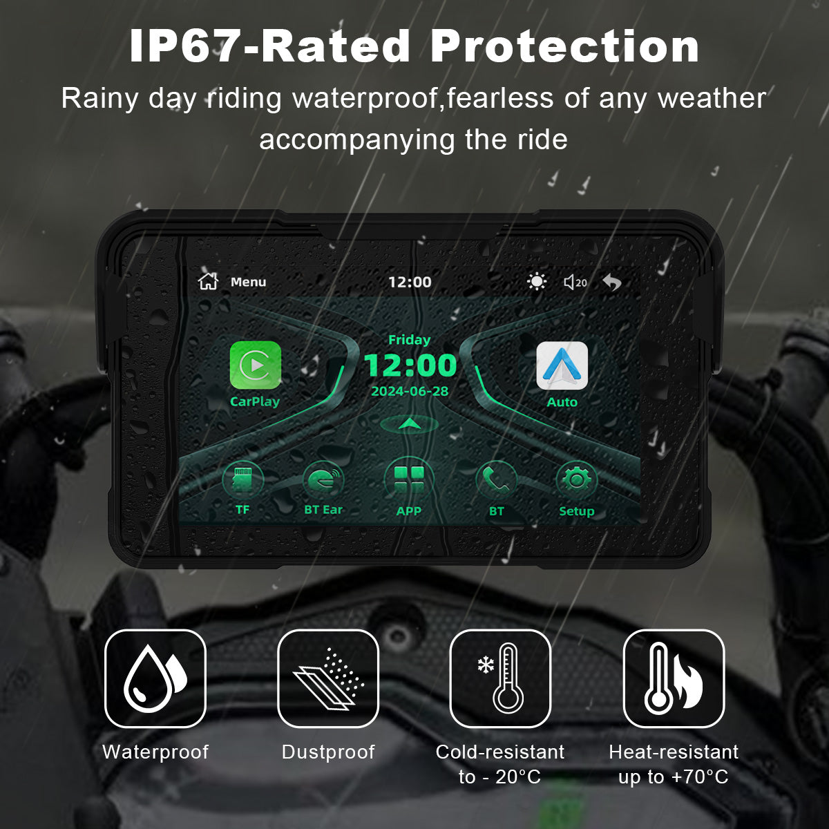 Linkifun™ MT11C 5" Motorcycle Navigation Screen with Wireless CarPlay & Android Auto, Phone Mirroring, Bluetooth 5.0, Optional TPMS & IP67 Waterproof