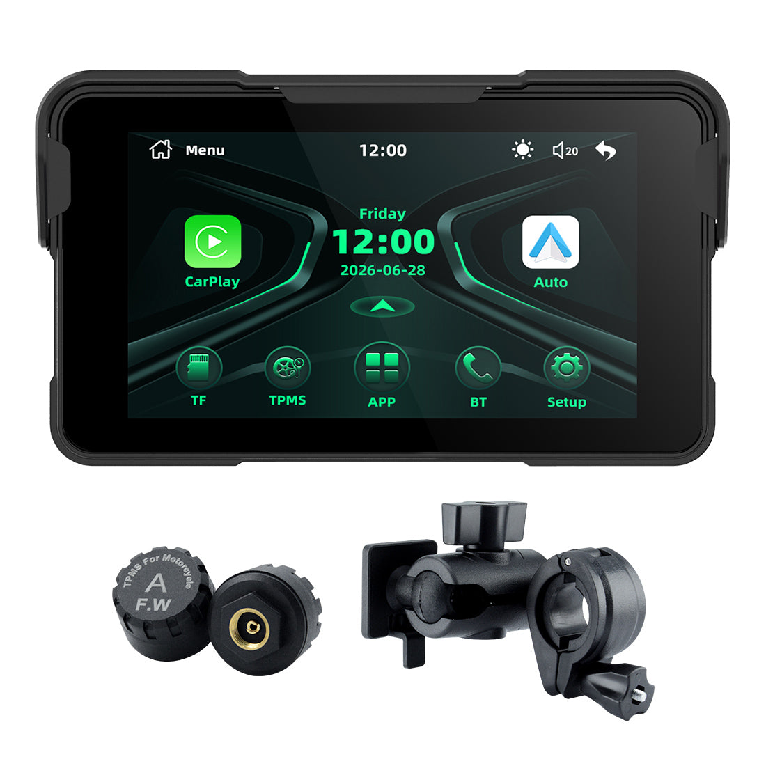Linkifun™ MT11C 5" Motorcycle Navigation Screen with Wireless CarPlay & Android Auto, Phone Mirroring, Bluetooth 5.0, Optional TPMS & IP67 Waterproof