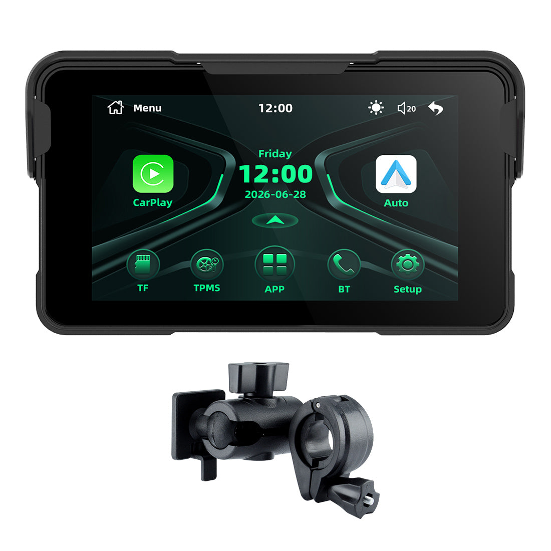 Linkifun™ MT11C 5" Motorcycle Navigation Screen with Wireless CarPlay & Android Auto, Phone Mirroring, Bluetooth 5.0, Optional TPMS & IP67 Waterproof