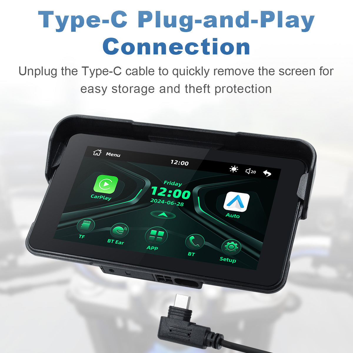 Linkifun™ MT11C 5" Motorcycle Navigation Screen with Wireless CarPlay & Android Auto, Phone Mirroring, Bluetooth 5.0, Optional TPMS & IP67 Waterproof