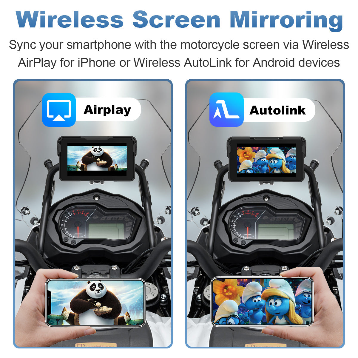 Linkifun™ MT11C 5" Motorcycle Navigation Screen with Wireless CarPlay & Android Auto, Phone Mirroring, Bluetooth 5.0, Optional TPMS & IP67 Waterproof