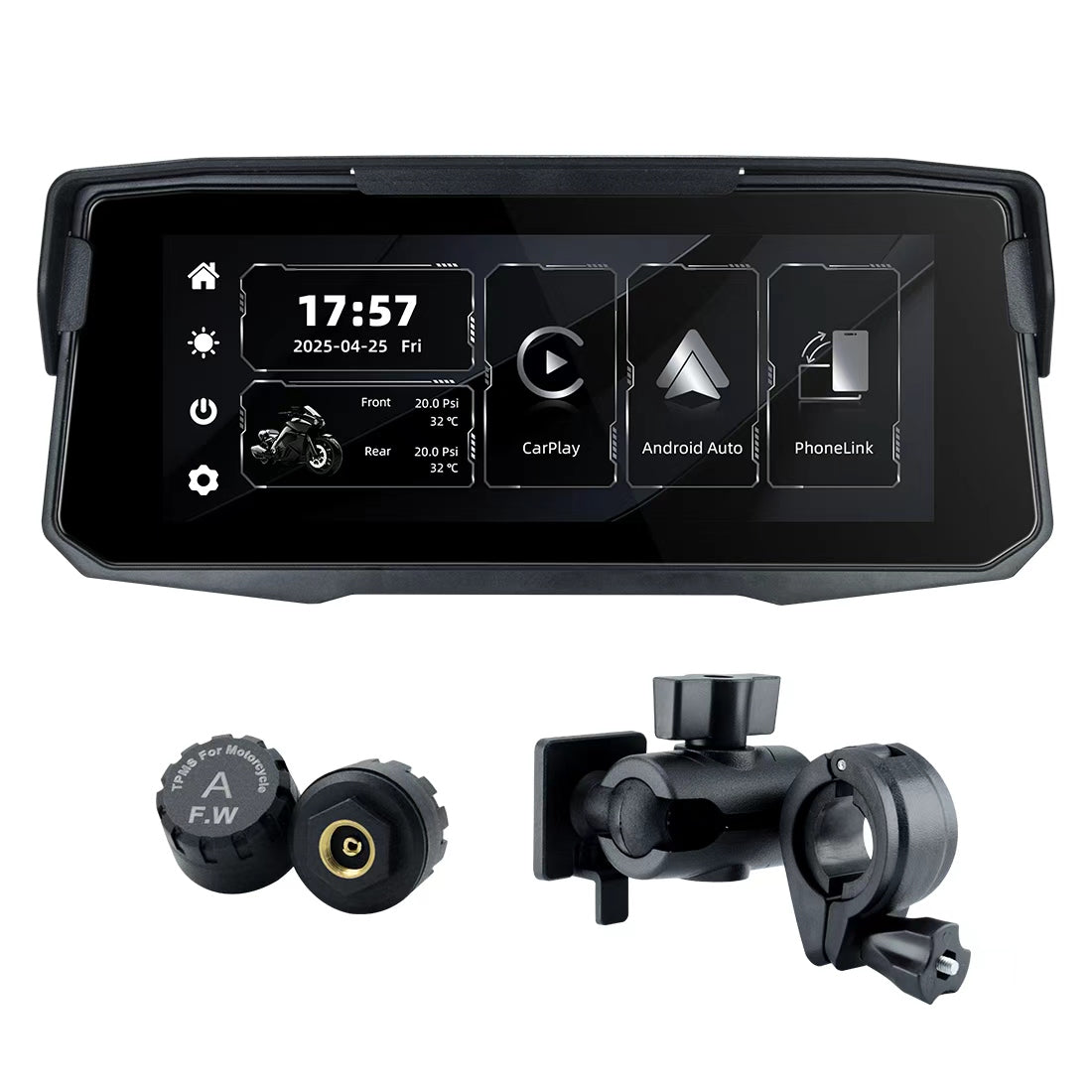 Linkifun™ MT12 6.86" Motorcycle Screen with Wireless CarPlay, Android Auto, Phone Mirroring, Optional TPMS, IP67 Waterproof & Bluetooth 5.0