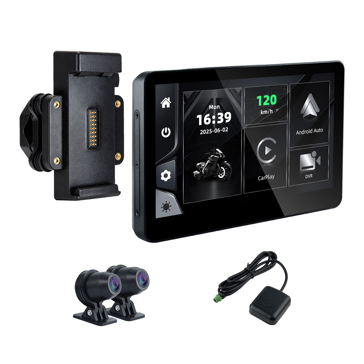 Linkifun™ MT13 + suporte ecrã de navegação para motociclos de 6.2" – CarPlay e Android Auto sem fios, espelhamento de ecrã, DVR e GPS opcionais