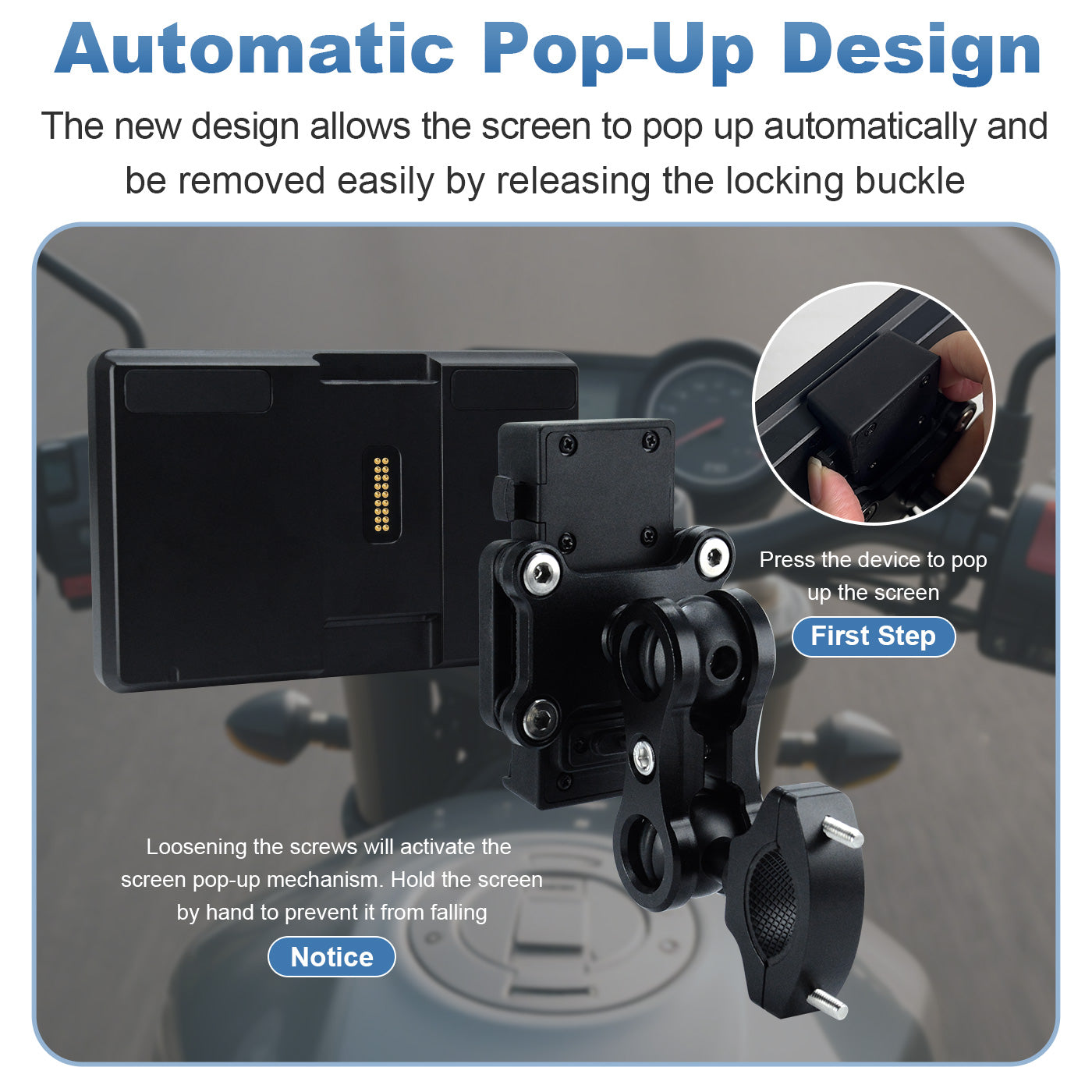 Linkifun MT13 universal bracket motorcycle dash cam with DVR GPS anti theft pop up release mechanism