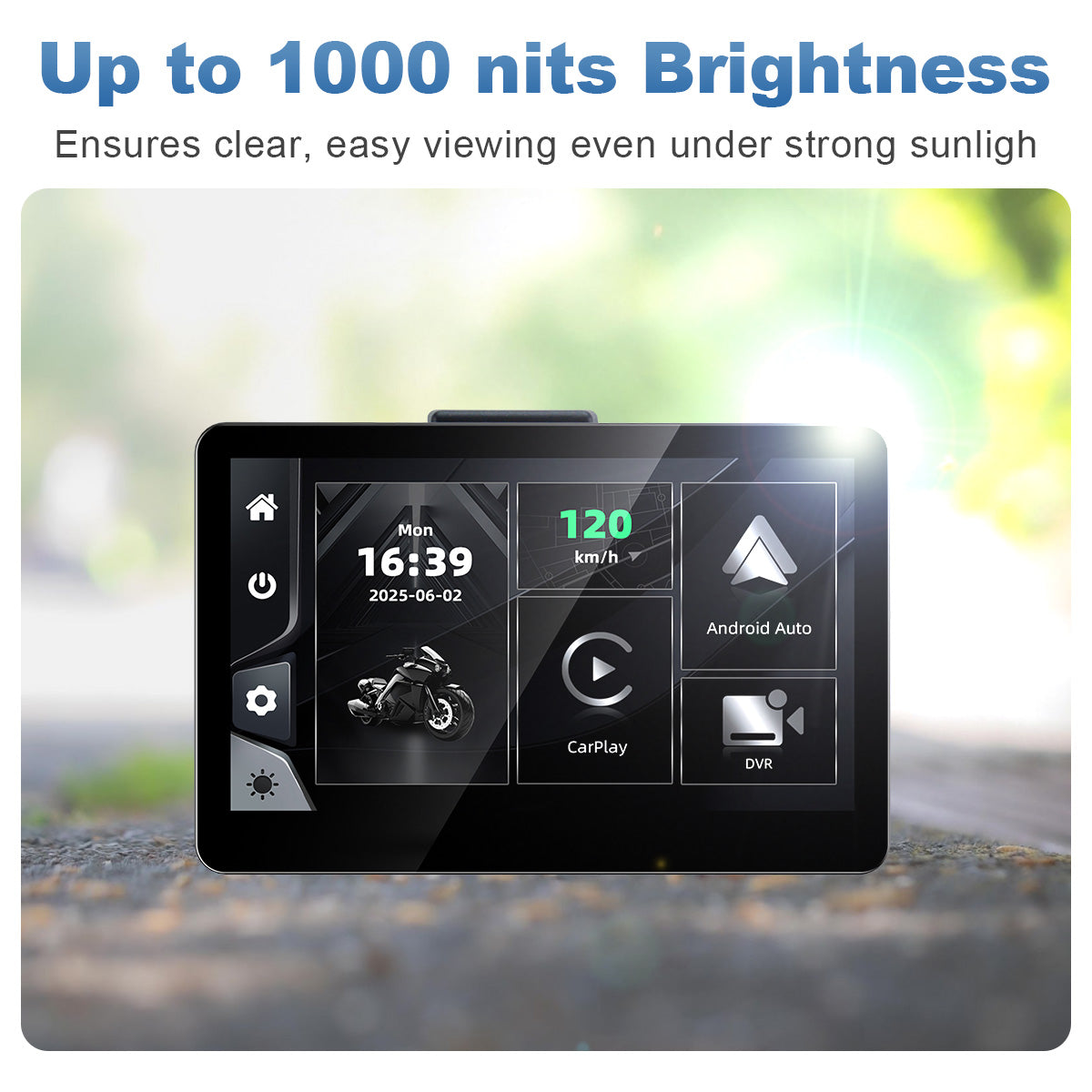 Linkifun™ MT13 + Bracket 6.2" Motorcycle Navigation Screen – Wireless CarPlay & Android Auto, Screen Mirroring, Optional DVR & GPS