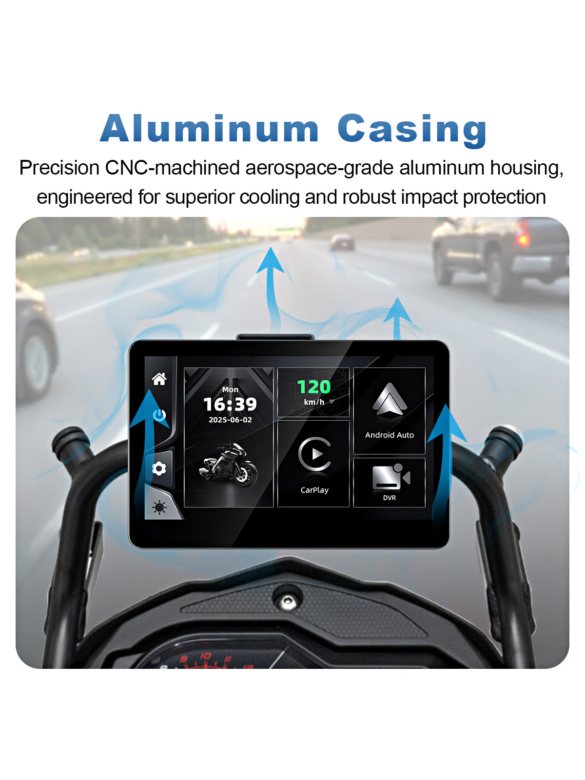 Linkifun MT13 universal bracket motorcycle navigation screen with DVR GPS CNC aluminum housing