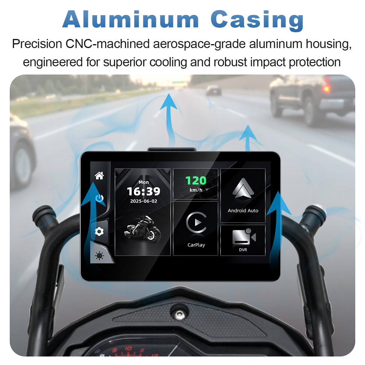 Linkifun™ MT13 + Bracket 6.2" Motorcycle Navigation Screen – Wireless CarPlay & Android Auto, Screen Mirroring, Optional DVR & GPS