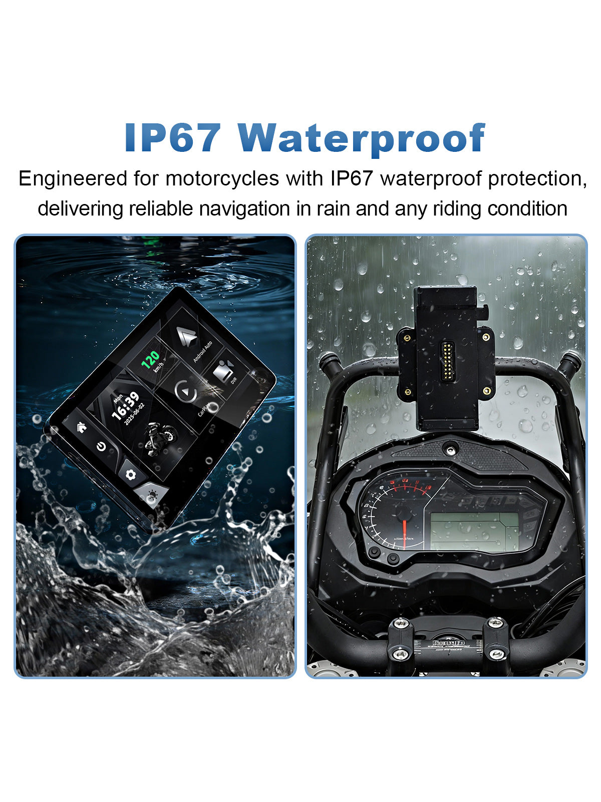 Linkifun MT13 universal bracket motorcycle navigation screen with DVR GPS IP67 waterproof dustproof housing