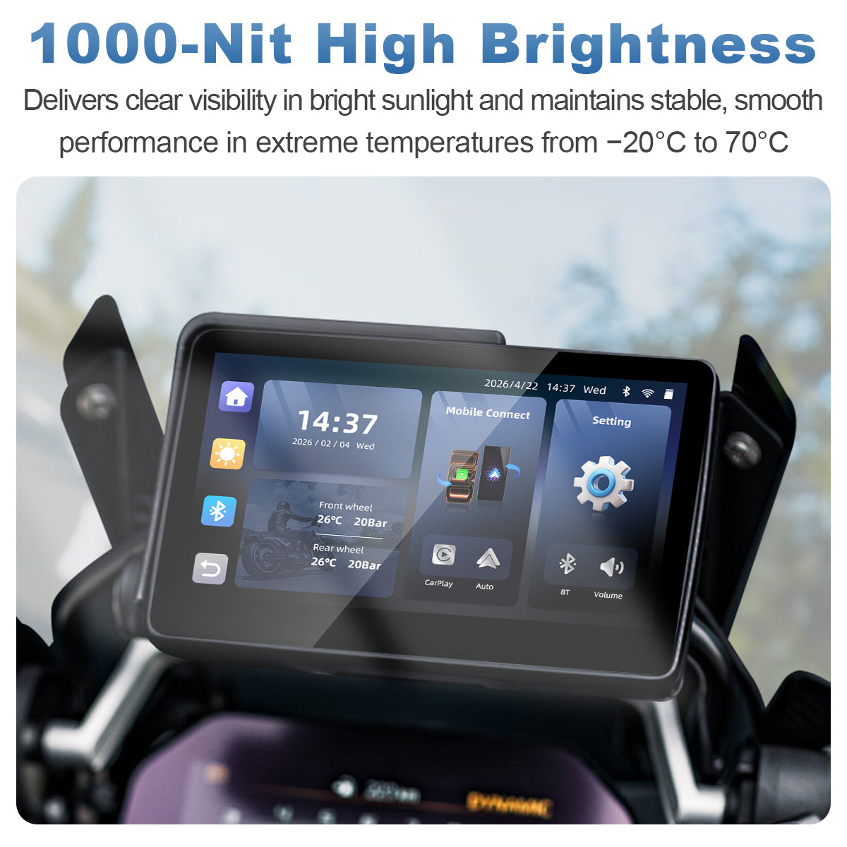 Linkifun™ MT13A 6.2" Motorcycle Display for BMW with OEM Bracket, Wireless CarPlay & Android Auto, Optional TPMS, GPS, IP67 Waterproof