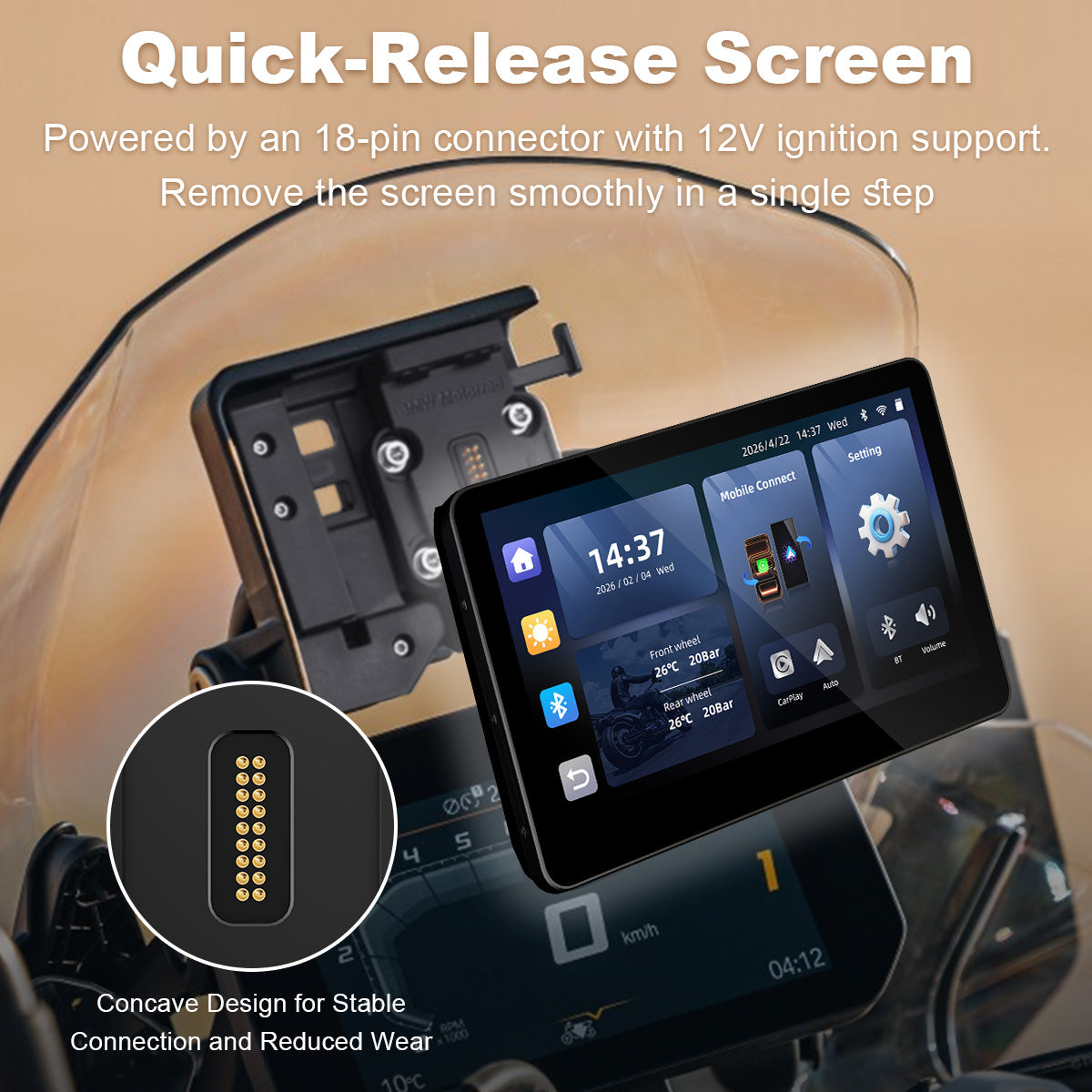 Linkifun™ MT13A 6.2" Motorcycle Display for BMW with OEM Bracket, Wireless CarPlay & Android Auto, Optional TPMS, GPS, IP67 Waterproof