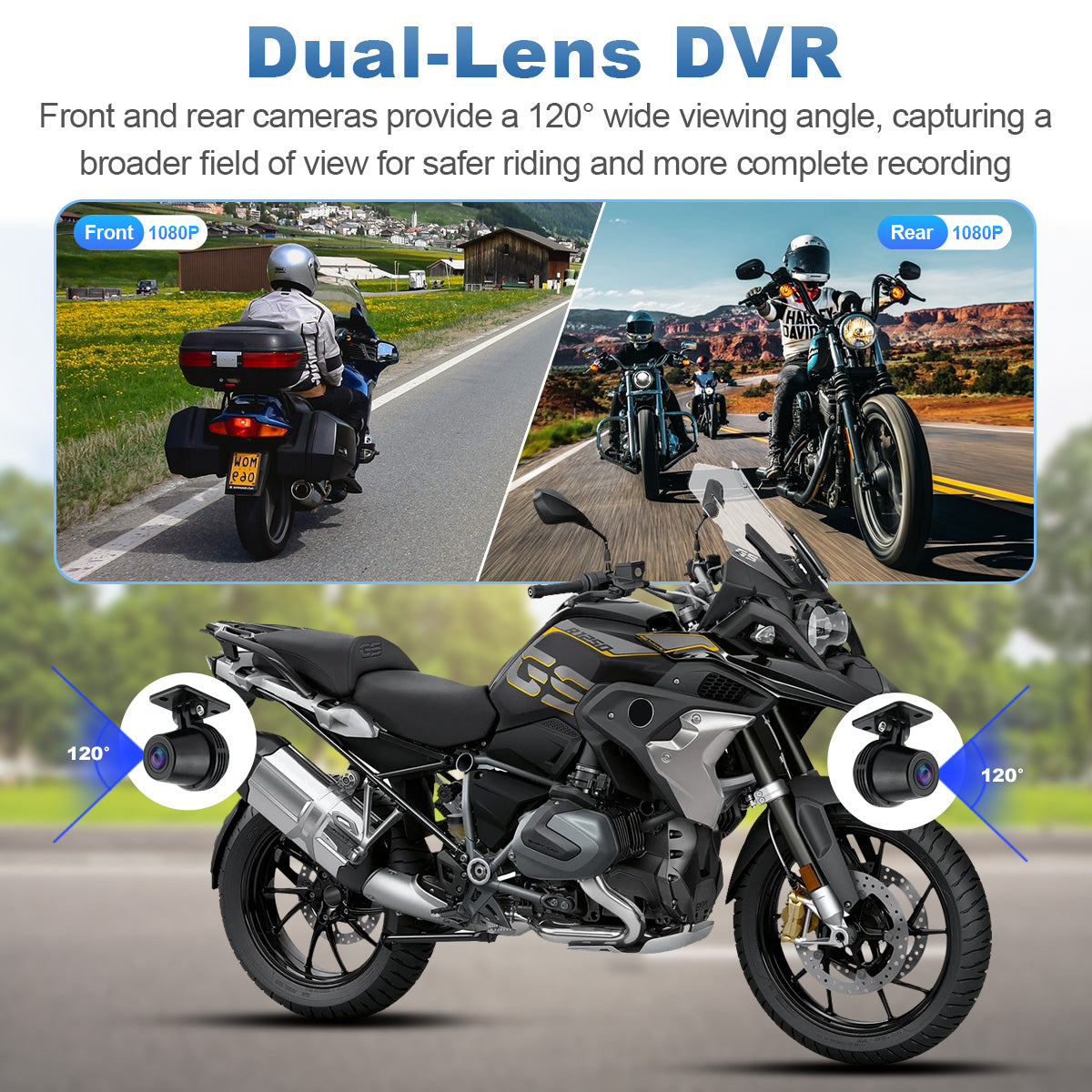 Linkifun MT13A Pro DVR 6,2-Zoll-Motorraddisplay für BMW, kabelloses CarPlay und Android Auto, Wonder Wheel, duale 1080P-DVRs