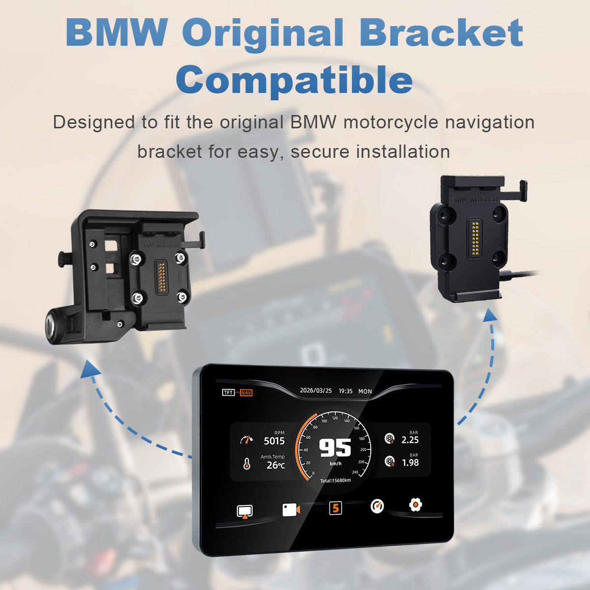 Linkifun MT13A Pro DVR 6,2-Zoll-Motorraddisplay für BMW, kabelloses CarPlay und Android Auto, Wonder Wheel, duale 1080P-DVRs