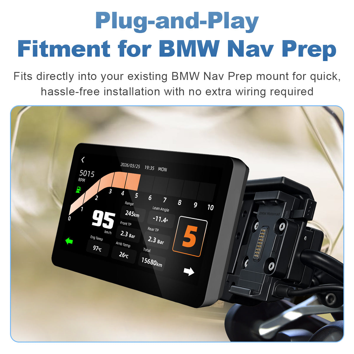 Linkifun MT13A Pro DVR 6,2-Zoll-Motorraddisplay für BMW, kabelloses CarPlay und Android Auto, Wonder Wheel, duale 1080P-DVRs