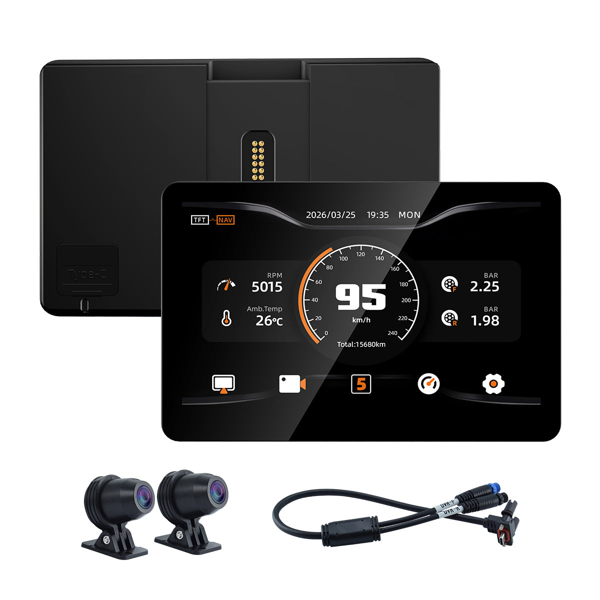 Linkifun MT13A Pro DVR 6,2-Zoll-Motorraddisplay für BMW, kabelloses CarPlay und Android Auto, Wonder Wheel, duale 1080P-DVRs