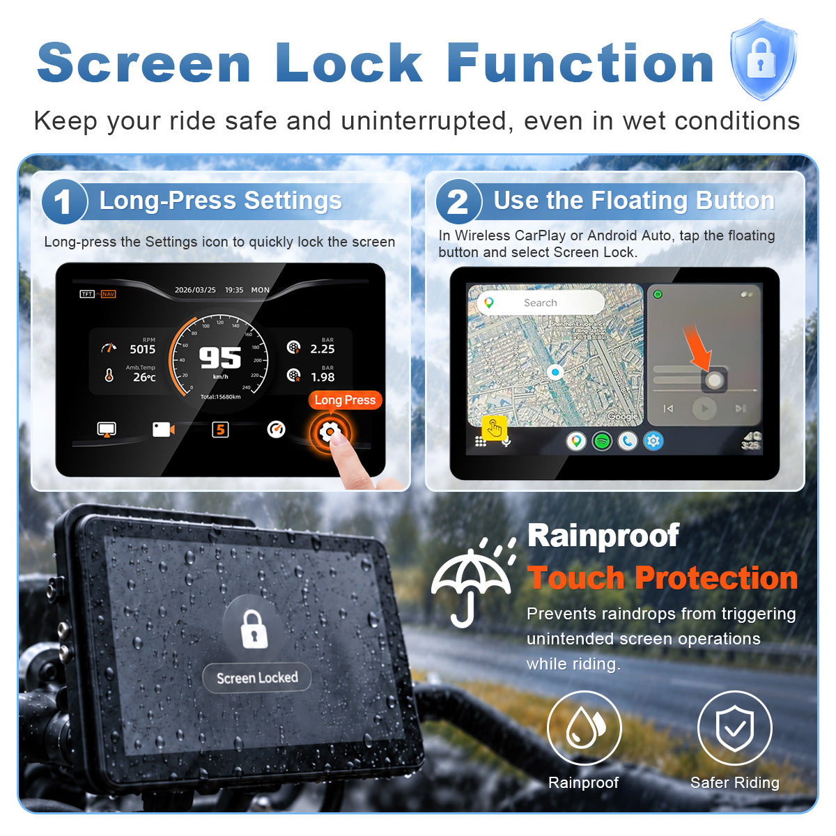 Écran de moto Linkifun MT13A Pro DVR 6,2" pour BMW, CarPlay et Android Auto sans fil, Wonder Wheel, double DVR 1080P, TPMS en option