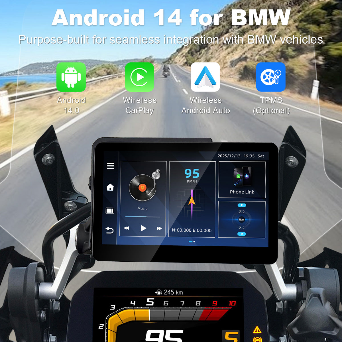 Linkifun™ MT13C 6.2" Android 14 Display for BMW – Google Play, GPS, CarPlay/Android Auto & Optional TPMS