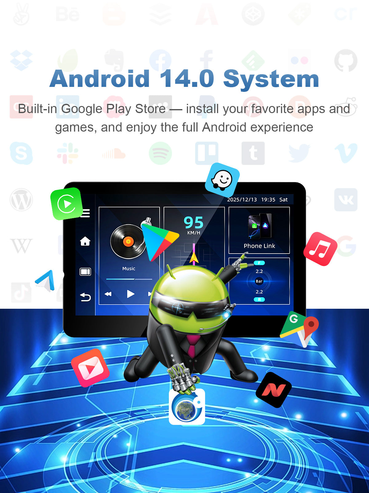 Linkifun MT13C 6.2 inch Android 14 motorcycle display for BMW with Google Play, Wi-Fi connectivity and independent Android system