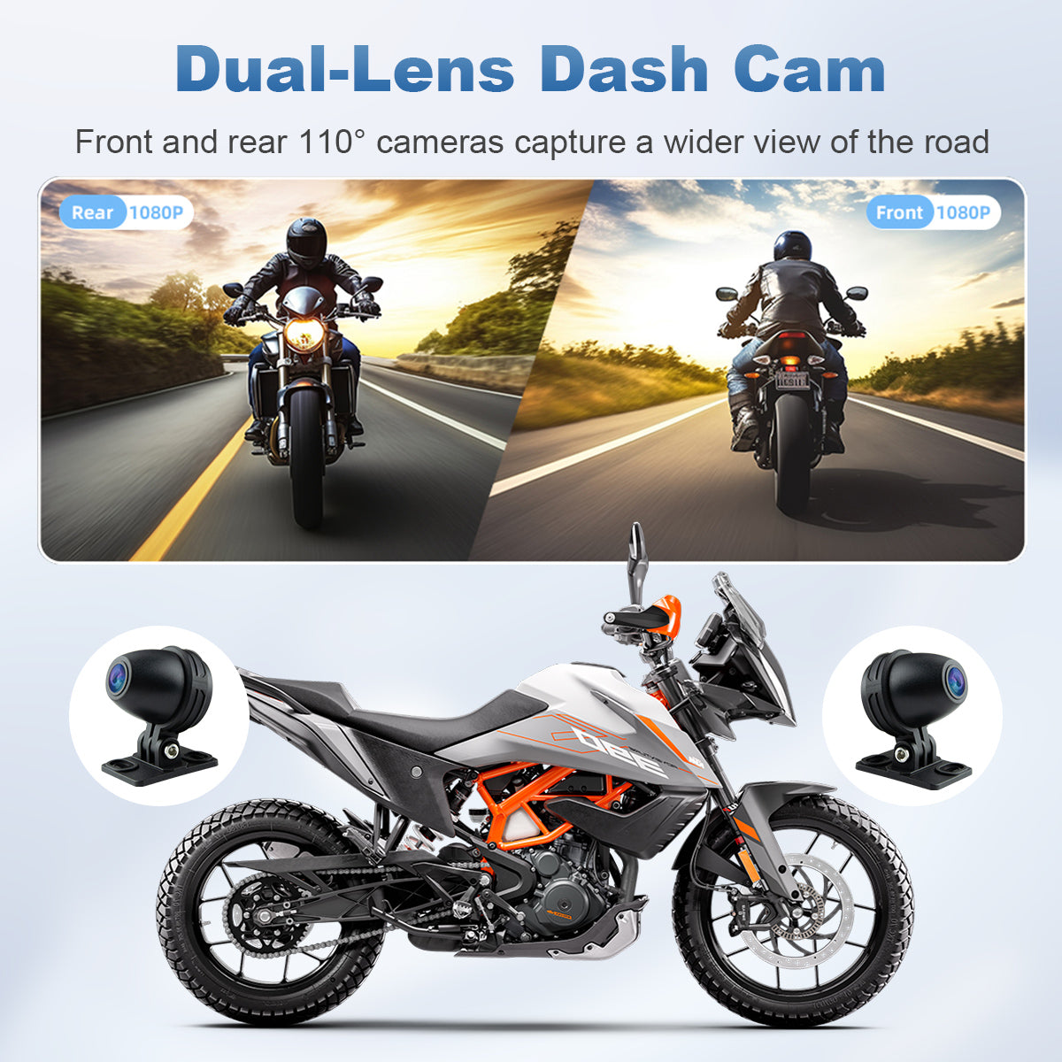 Linkifun™ MT4 7インチバイクナビゲーションスクリーン、ワイヤレスCarPlay、Android Auto、スクリーンミラーリング（オプションDVR＆TPMS）